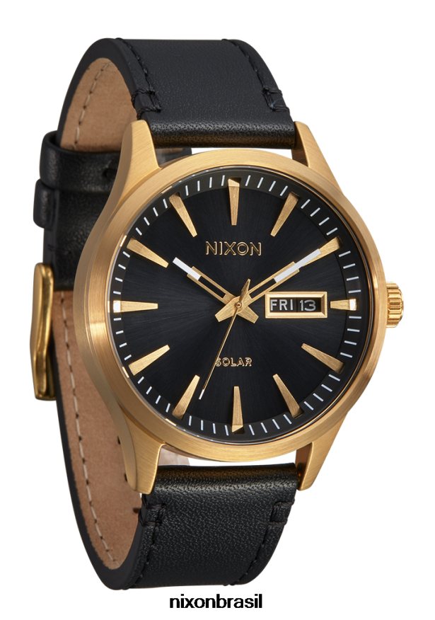 Nixonassistir T22BJZ94 couro solar sentinela tudo dourado/preto